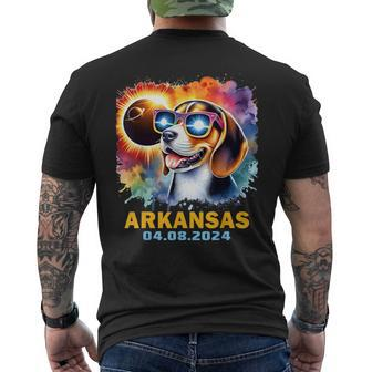 Arkansas Total Solar Eclipse 2024 Beagle Dog Colorful Men's T-shirt Back Print | Mazezy