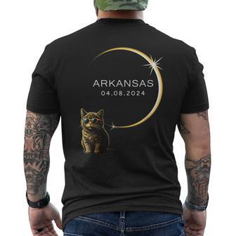 Arkansas Total Solar Eclipse 2024 Cat Glasses Totality Men's T-shirt Back Print - Monsterry CA