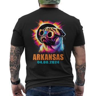 Arkansas Total Solar Eclipse 2024 Pug Dog With Glasses Men's T-shirt Back Print | Mazezy UK