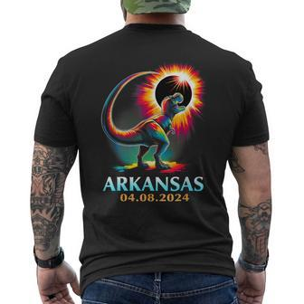 Arkansas Totality Total Solar Eclipse 2024 T Rex Dinosaur Men's T-shirt Back Print - Monsterry AU