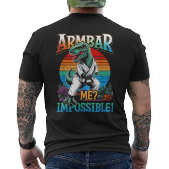 Armbar Me Impossible T Rex Dinosaur Jiujitsu Bjj Men's T-shirt Back Print - Monsterry CA