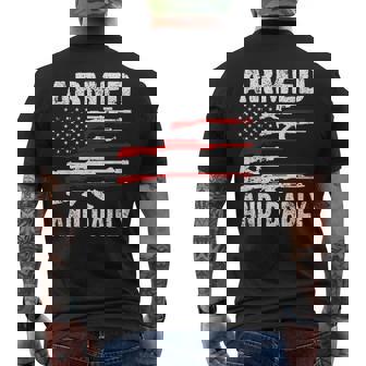 Armed And Dadly Deadly Father For Fathers Day Usa Flag Men's T-shirt Back Print - Seseable