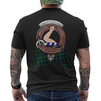 Armstrong Scottish Clan Badge & Tartan Men's T-shirt Back Print - Seseable