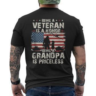 Army Veteran Is A Honor Being Grandpa Is Priceless Dad Men Men's T-shirt Back Print - Monsterry DE
