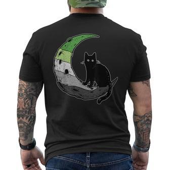 Aromantic Moon Space Cat Aro Pride Flag Lgbt Subtle Asexual Men's T-shirt Back Print - Monsterry DE