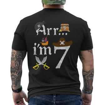 Arr I'm 7 Pirate Birthday Party Seven Years Old Men's T-shirt Back Print - Monsterry