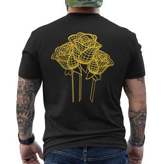 Artistic Yellow Roses Geometric Line Drawing Men's T-shirt Back Print - Monsterry AU