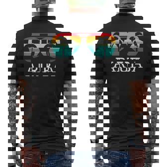 Aruba Souvenir Retro Sunset Trip Summer Vacation Aruba Men's T-shirt Back Print - Monsterry