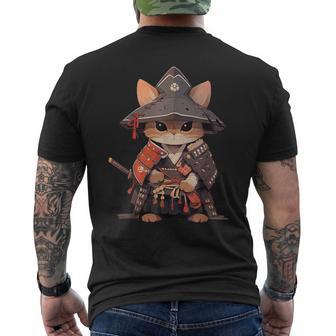 Asian Inspired Vintage Cat Samurai Men's T-shirt Back Print - Thegiftio