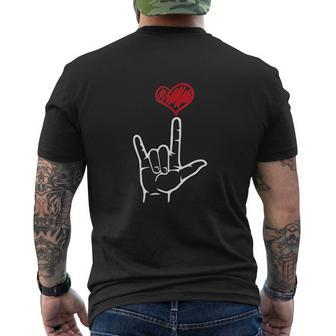 Asl I Love You Hand Heart American Sign Language Mens Back Print T-shirt - Thegiftio UK