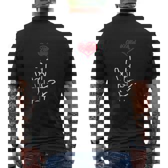 Asl I Love You Hand Heart American Sign Language Mens Back Print T-shirt - Thegiftio