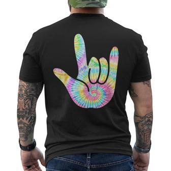 Asl I Love You Tie Dye Sign Language Men's T-shirt Back Print | Mazezy