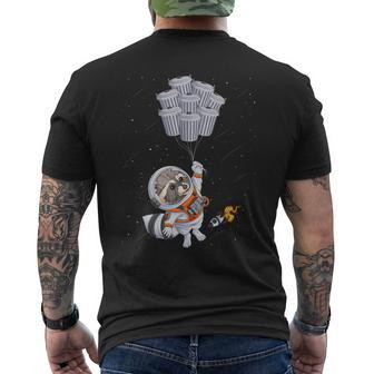 Astronaut Animal Raccoon Moon Trash Cans Space Men's T-shirt Back Print - Seseable