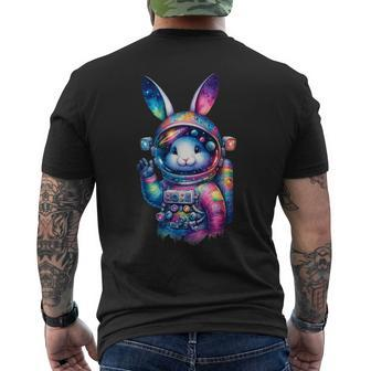 Astronaut Bunny Easter Day Rabbit Usa Outer Space Men's T-shirt Back Print - Seseable