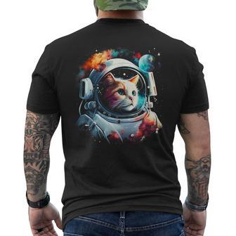 Astronaut Cat Or Space Cat On Galaxy Cat Lover Men's T-shirt Back Print - Thegiftio