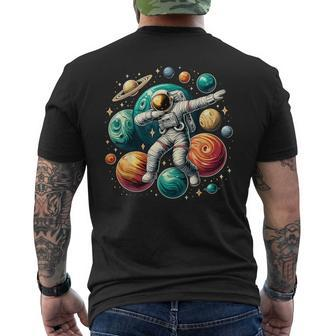 Astronaut Dabbing Planets Astronaut Science Space Men's T-shirt Back Print | Mazezy