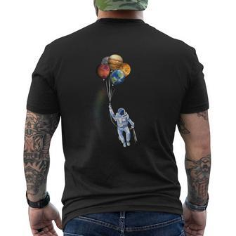 Astronaut Space Spaceman Holding Planet Balloon Men's T-shirt Back Print - Monsterry CA