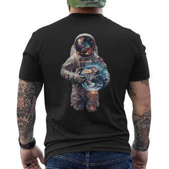 Astronaut Holds Earth In Space Men's T-shirt Back Print - Monsterry AU