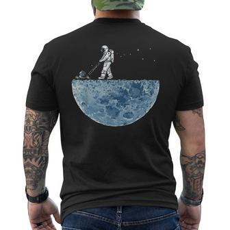 Astronaut Mowing The Moon Lawn Men's T-shirt Back Print - Monsterry