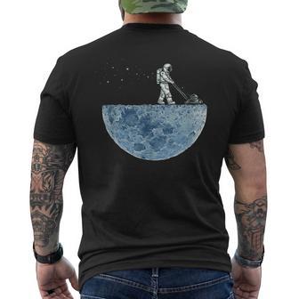 Astronaut Mowing The Moon Mown Men's T-shirt Back Print - Monsterry