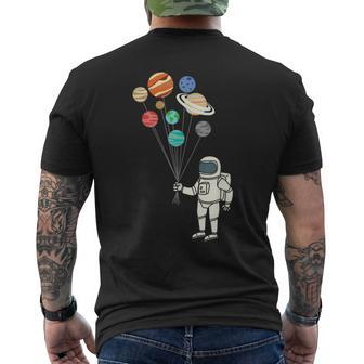 Astronaut Planets Balloons Solar Space Birthday Party Men's T-shirt Back Print - Monsterry
