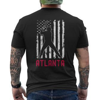 Atlanta American Flag Baseball Weathered Men's T-shirt Back Print - Monsterry UK