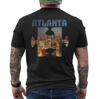Atlanta Georgia City Skyline Souvenir Puzzle Piece Men's T-shirt Back Print - Monsterry