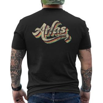 Atlas Name First Or Family 70S Inspired Vintage Script Men's T-shirt Back Print - Seseable