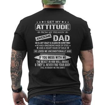 I Get My Attitude From My Freaking Awesome Dad Men's T-shirt Back Print | Mazezy