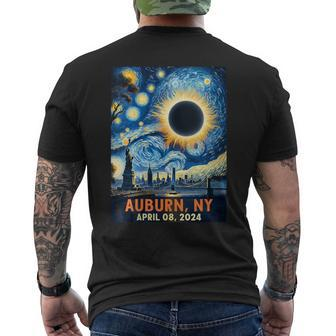 Auburn New York Total Solar Eclipse 2024 Starry Night Men's T-shirt Back Print - Thegiftio