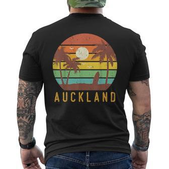 Auckland New Zealand Retro Surf Beach Vibe Vintage 70S Men's T-shirt Back Print - Monsterry DE