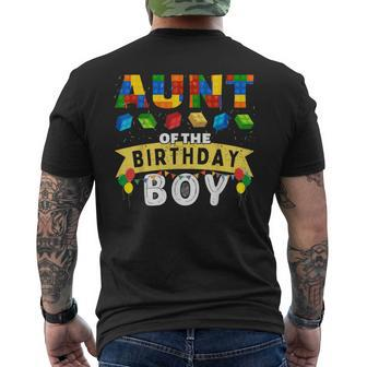 Aunt Of The Birthday Boy Building Blocks Master Builder Men's T-shirt Back Print - Seseable