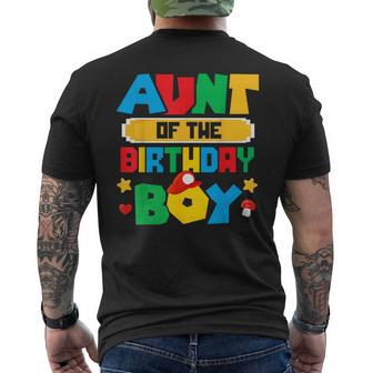 Aunt Of The Birthday Boy Game Gaming Family Matching Men's T-shirt Back Print - Seseable