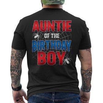 Auntie Of The Birthday Boy Costume Spider Web Birthday Party Men's T-shirt Back Print - Seseable