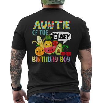 Auntie Of The Birthday Boy Family Fruit Birthday Hey Bear Men's T-shirt Back Print - Monsterry AU