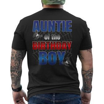Auntie Birthday Boy Spider Web Birthday Party Decorations Men's T-shirt Back Print - Thegiftio UK