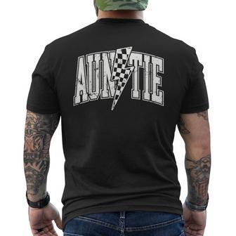 Auntie Hosting Race Car Pit Crew Checkered Birthday Party Men's T-shirt Back Print - Seseable