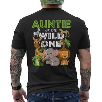 Auntie Of The Wild One Zoo Birthday Safari Jungle Animal Men's T-shirt Back Print - Monsterry