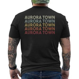 Aurora Town New York Aurora Town Ny Retro Vintage Text Men's T-shirt Back Print - Monsterry AU