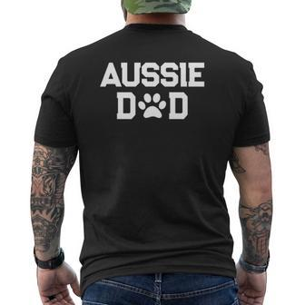 Aussie Dad Paw Print Australian Shepherd Dog Owner Mens Back Print T-shirt | Mazezy AU