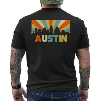 Austin City Skyline Texas State 70S Retro Souvenir Men's T-shirt Back Print - Monsterry DE