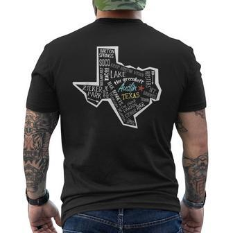 Austin Texas Poster Austin Texas Souvenir Men's T-shirt Back Print - Monsterry