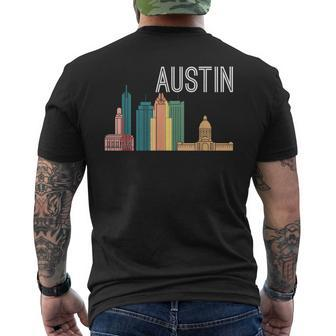 Austin Texas Skyline Souvenir Retro Austin Tx Men's T-shirt Back Print - Monsterry