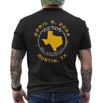 Austin Texas Solar Eclipse April 8 2024 Totality Men's T-shirt Back Print - Monsterry