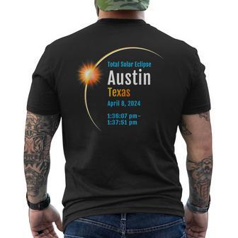 Austin Texas Tx Total Solar Eclipse 2024 1 Men's T-shirt Back Print - Seseable