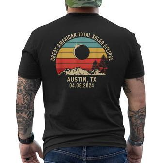 Austin Tx Texas Total Solar Eclipse 2024 Men's T-shirt Back Print - Monsterry AU