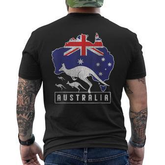 Australia Flag Zoo Animal Kangaroo T-Shirt mit Rückendruck - Seseable