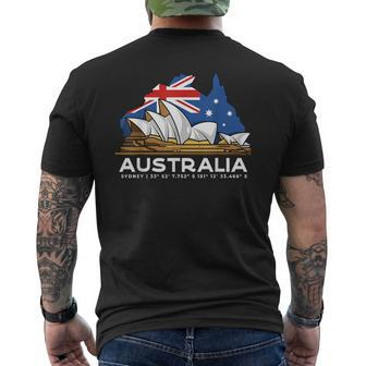Australia Sydney Gps Coordinates Opera House Men's T-shirt Back Print - Monsterry UK