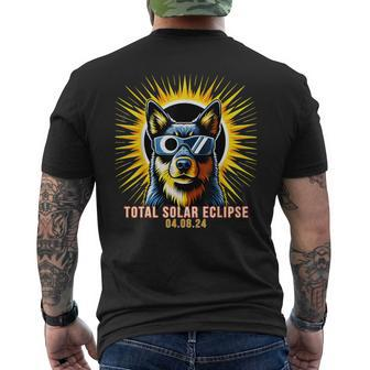 Australian Cattle Dog Watching Total Solar Eclipse Men's T-shirt Back Print - Seseable