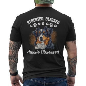 Australian Shepherd Stressed Blessed Aussie Lustig Besitzer T-Shirt mit Rückendruck - Seseable